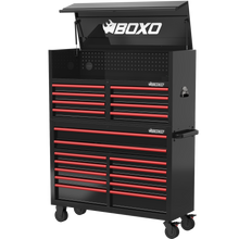 Load image into Gallery viewer, BOXO 53" 20 Drawer Toolbox Stack with Drawer Trim Pack - Black Body with Trim Colour Options
| Boxo UK Load image into Gallery viewer, BOXO 53" 20 Drawer Toolbox Stack with Drawer Trim Pack - Black Body with Trim Colour Options
| Boxo UK