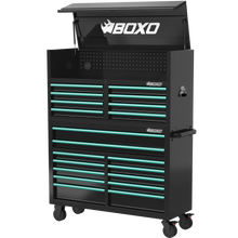 Load image into Gallery viewer, BOXO 53" 20 Drawer Toolbox Stack with Drawer Trim Pack - Black Body with Trim Colour Options
| Boxo UK Load image into Gallery viewer, BOXO 53" 20 Drawer Toolbox Stack with Drawer Trim Pack - Black Body with Trim Colour Options
| Boxo UK