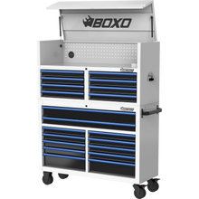 Load image into Gallery viewer, BOXO 53" 20 Drawer Toolbox Stack with Drawer Trim Pack - White Body with Trim Colour Options
| Boxo UK Load image into Gallery viewer, BOXO 53" 20 Drawer Toolbox Stack with Drawer Trim Pack - White Body with Trim Colour Options
| Boxo UK