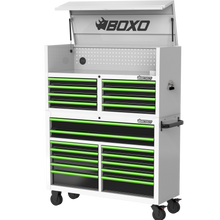 Load image into Gallery viewer, BOXO 53" 20 Drawer Toolbox Stack with Drawer Trim Pack - White Body with Trim Colour Options
| Boxo UK Load image into Gallery viewer, BOXO 53" 20 Drawer Toolbox Stack with Drawer Trim Pack - White Body with Trim Colour Options
| Boxo UK