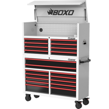 Load image into Gallery viewer, BOXO 53" 20 Drawer Toolbox Stack with Drawer Trim Pack - White Body with Trim Colour Options
| Boxo UK Load image into Gallery viewer, BOXO 53" 20 Drawer Toolbox Stack with Drawer Trim Pack - White Body with Trim Colour Options
| Boxo UK
