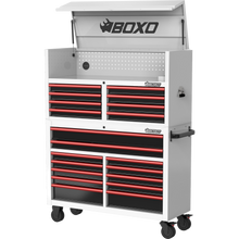 Load image into Gallery viewer, BOXO 53" 20 Drawer Toolbox Stack with Drawer Trim Pack - White Body with Trim Colour Options
| Boxo UK Load image into Gallery viewer, BOXO 53" 20 Drawer Toolbox Stack with Drawer Trim Pack - White Body with Trim Colour Options
| Boxo UK