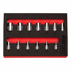 BOXO 13Pc 1/4" 6PT Socket Set (4mm to 14mm)