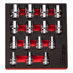 BOXO 15Pc 1/2" 6PT Socket Set (10mm to 24mm)