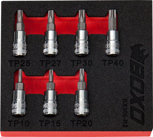 BOXO 7Pc 1/4" Tamperproof Torx Bit Socket Set