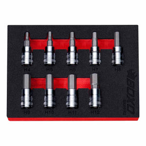 BOXO 9Pc 3/8" Hex Bit Socket Set