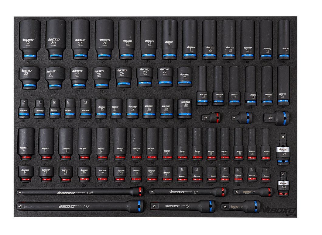 BOXO 81Pc 3/8" & 1/2" Drive Master Impact Socket Set | Boxo UK