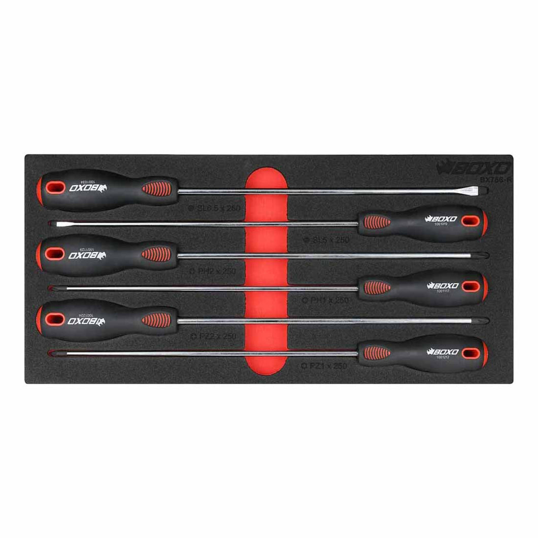 BOXO 6Pc 250mm Long Screwdriver Set in EVA Foam | Boxo UK