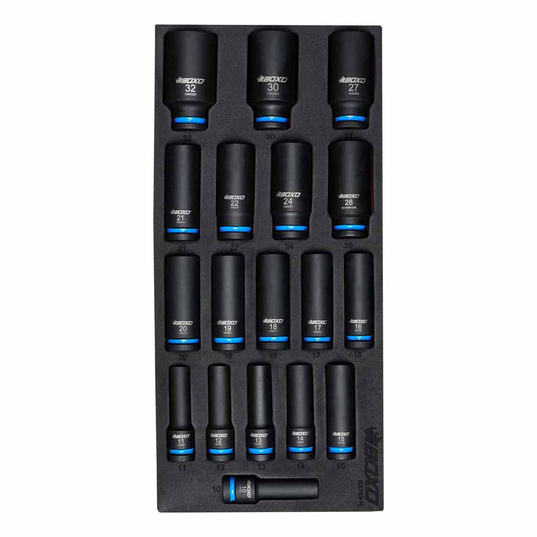 BOXO 18Pc 1/2" Deep Impact Socket Set In EVA Foam | Boxo UK