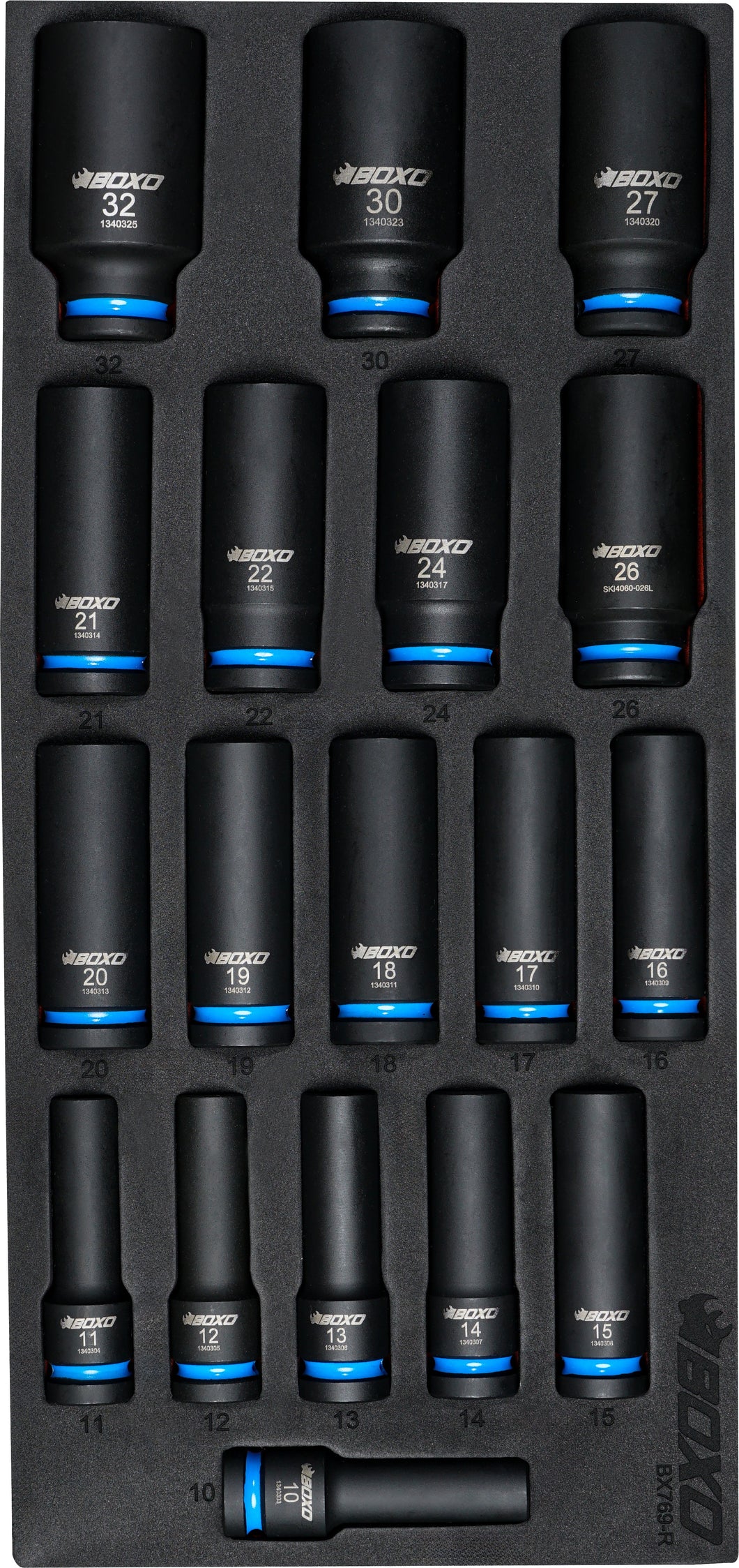 BOXO 18Pc 1/2" Deep Impact Socket Set In EVA Foam | Boxo UK