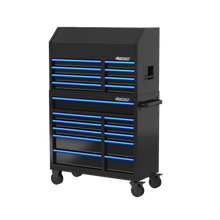 Load image into Gallery viewer, BOXO 41" 19 Drawer Toolbox Stack with Drawer Trim Pack - Black Body with Coloured Trim Pack
 | Boxo UK
