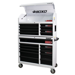 BOXO 41" 19 Drawer Toolbox Stack with Drawer Trim Pack - White Body & Trim Colour Options