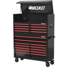 Load image into Gallery viewer, BOXO 53" 20 Drawer Toolbox Stack with Drawer Trim Pack - Black Body with Trim Colour Options
 | Boxo UK