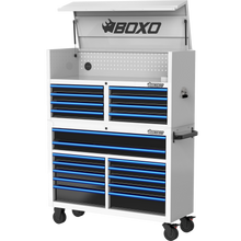 Load image into Gallery viewer, BOXO 53" 20 Drawer Toolbox Stack with Drawer Trim Pack - White Body with Trim Colour Options
 | Boxo UK