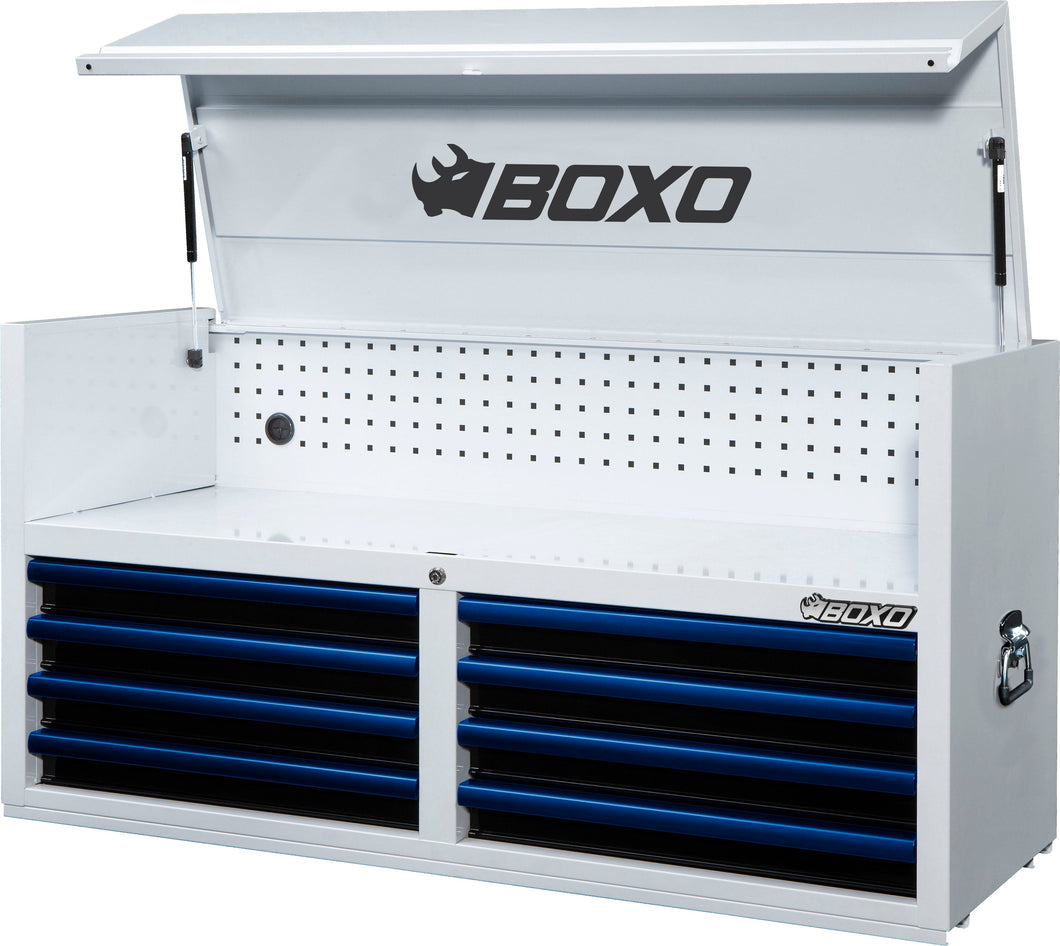 BOXO 53" 8 Drawer Top Box with Drawer Trim Pack - White Body with Trim Colour Options | Boxo UK