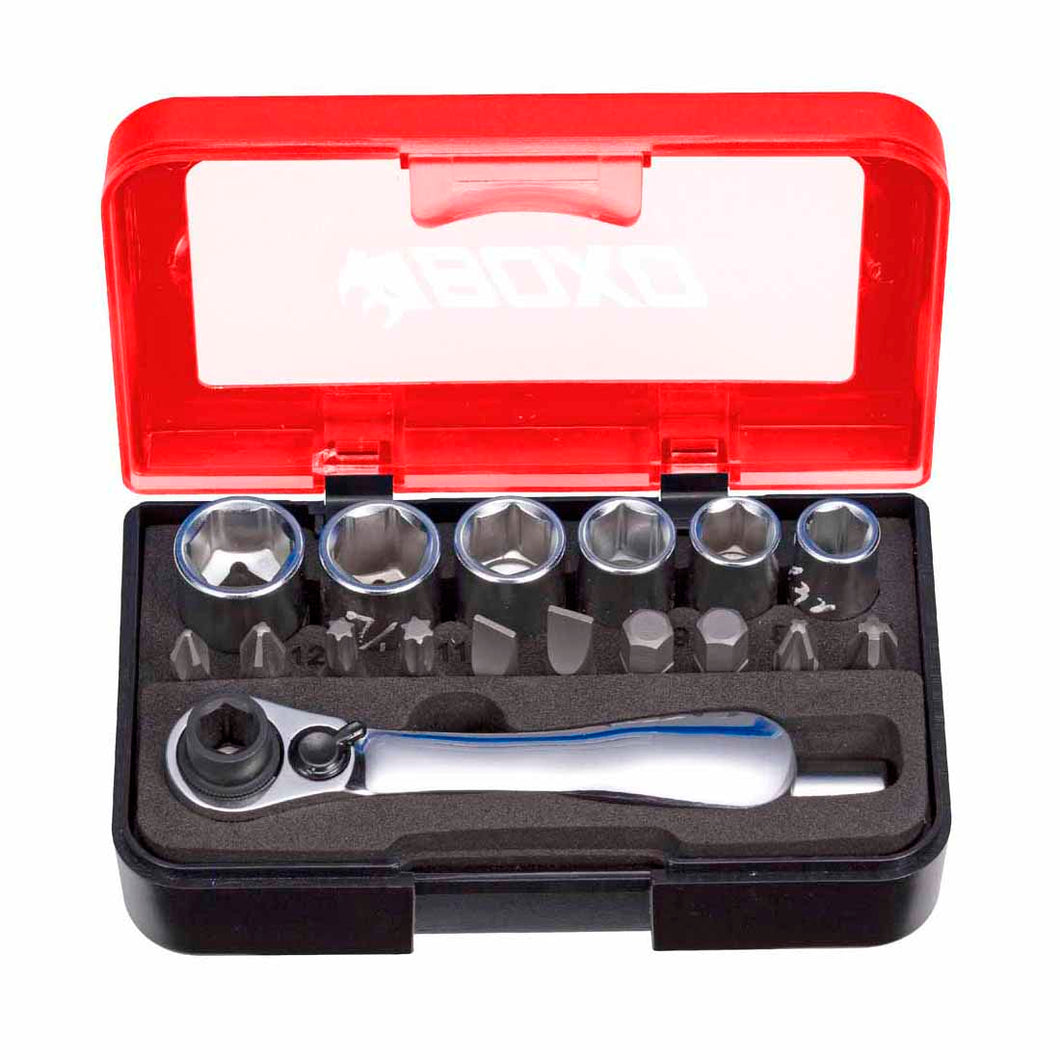 BOXO 18Pc 1/4" Socket Set with Dual Function Ratchet | Boxo UK