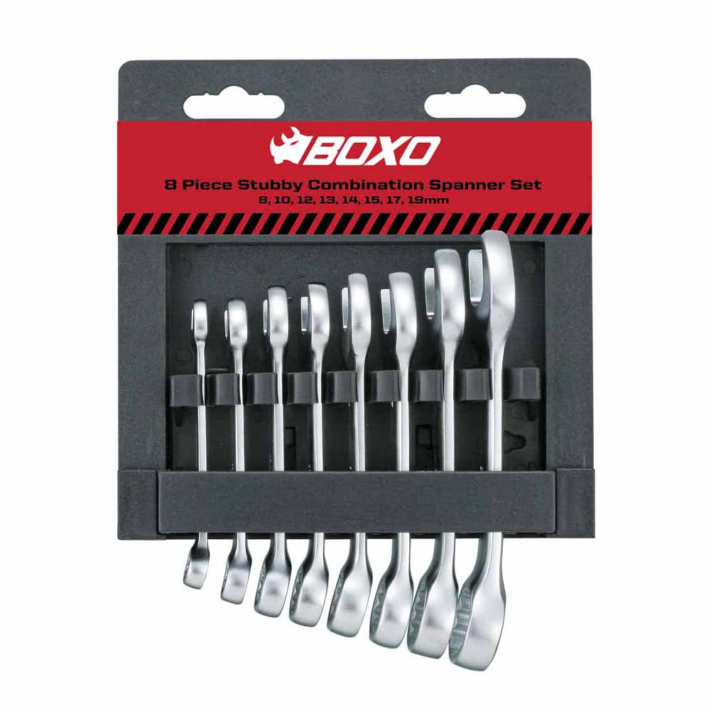 BOXO 8Pc Stubby Combination Spanner Set (8mm to 19mm) | Boxo UK