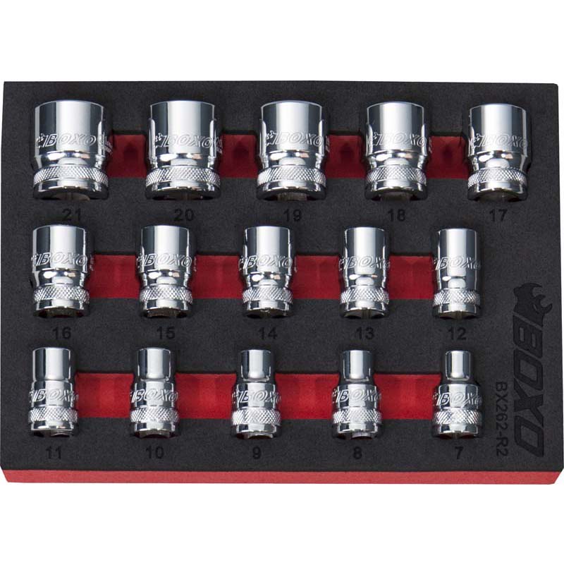 15 Pce 3/8" 12 Point Shallow Socket Set-Boxo-Equipment | Boxo UK