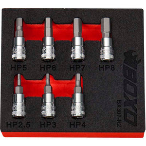 BOXO 7Pc 1/4" Tamperproof Hex Bit Socket Set