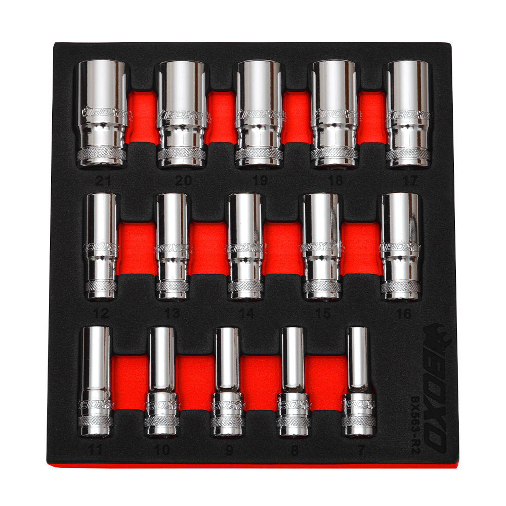 BOXO 15Pc 3/8" Semi Deep Socket Set (7mm to 21mm) | Boxo UK