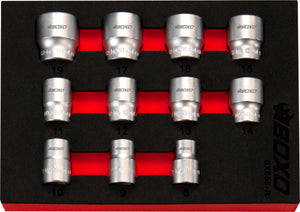 BOXO 11Pc 3/8" Anti-Slip Socket Set (8mm to 19mm)